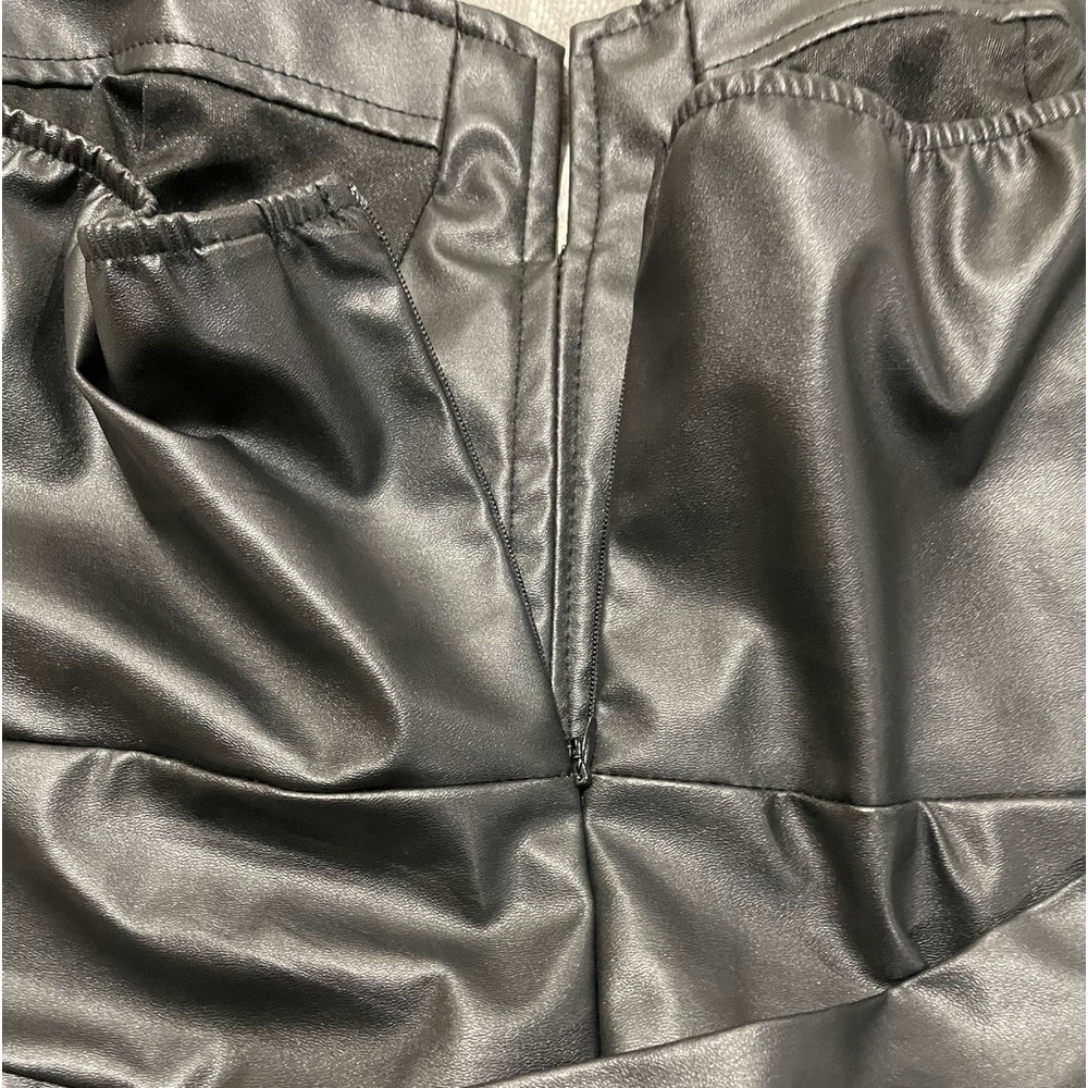 Black leather like dress with belt